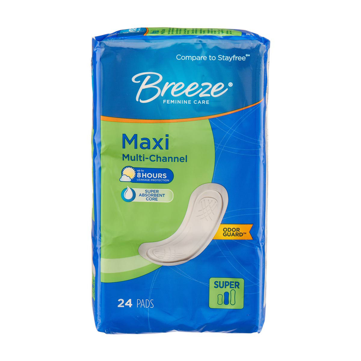 Breeze-Maxi-Multi-Channel-Feminine-Pads,-Size-Super,-24-ct