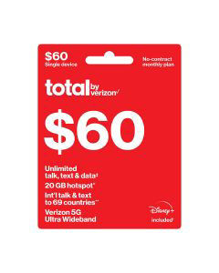 Total by Verizon $60 Single-Device Unlimited Plan - Prepaid Wireless Plan