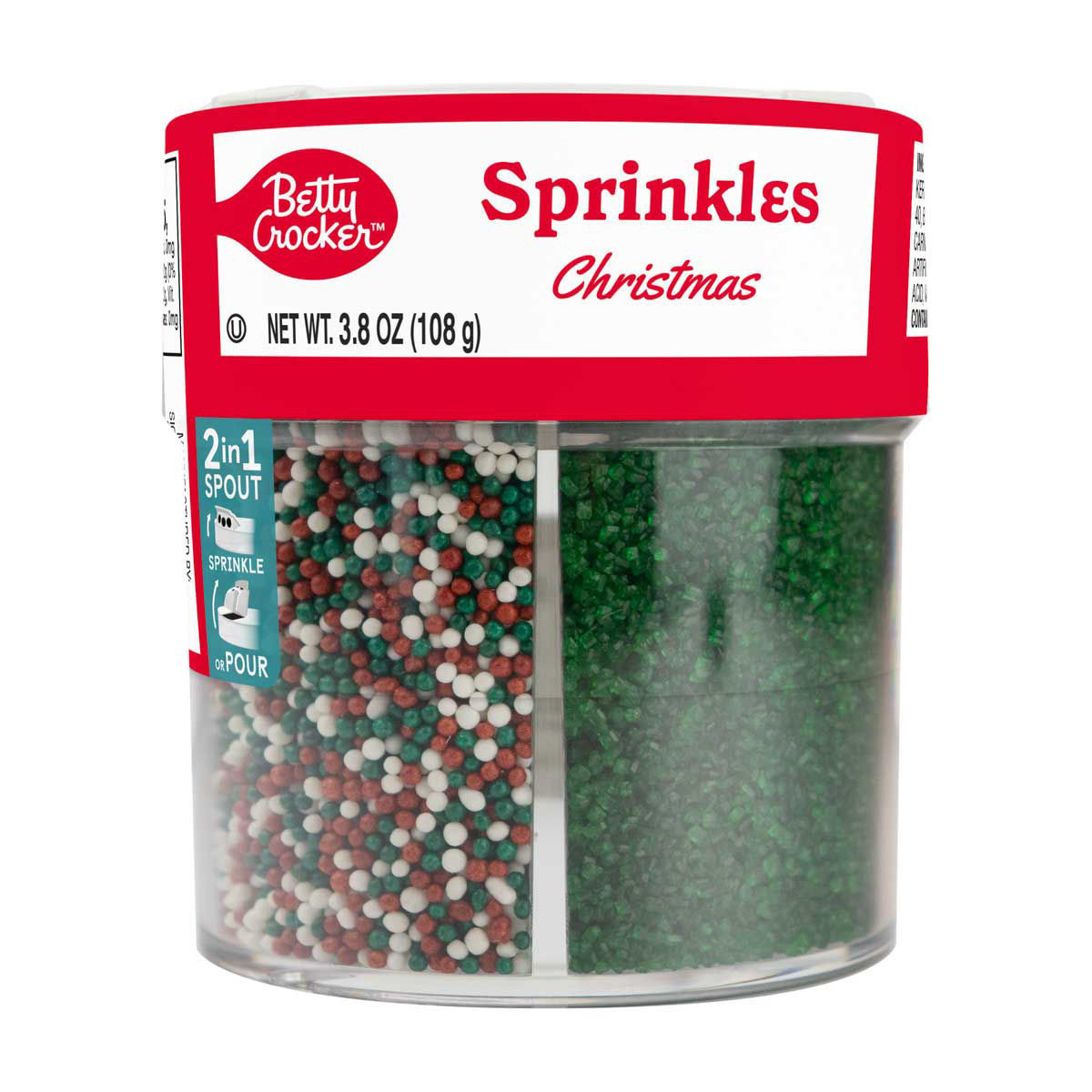 Betty Crocker Christmas 2-in-1 Sprinkle & Pour Sequins, 3.8 oz