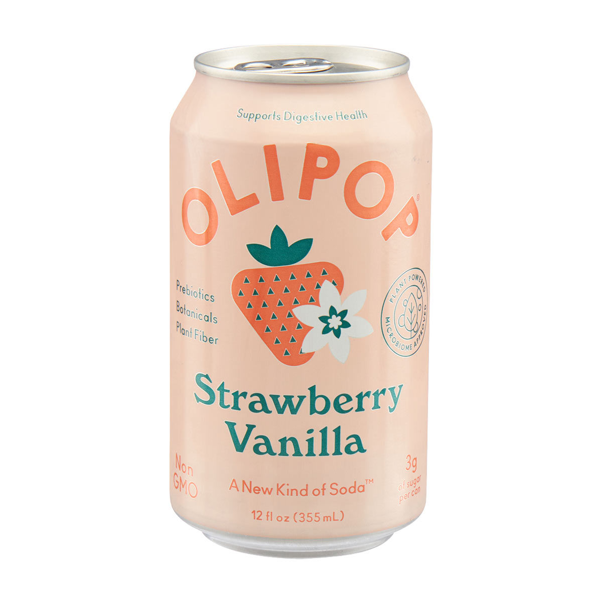 Olipop Strawberry Vanilla Soda, 12 fl oz