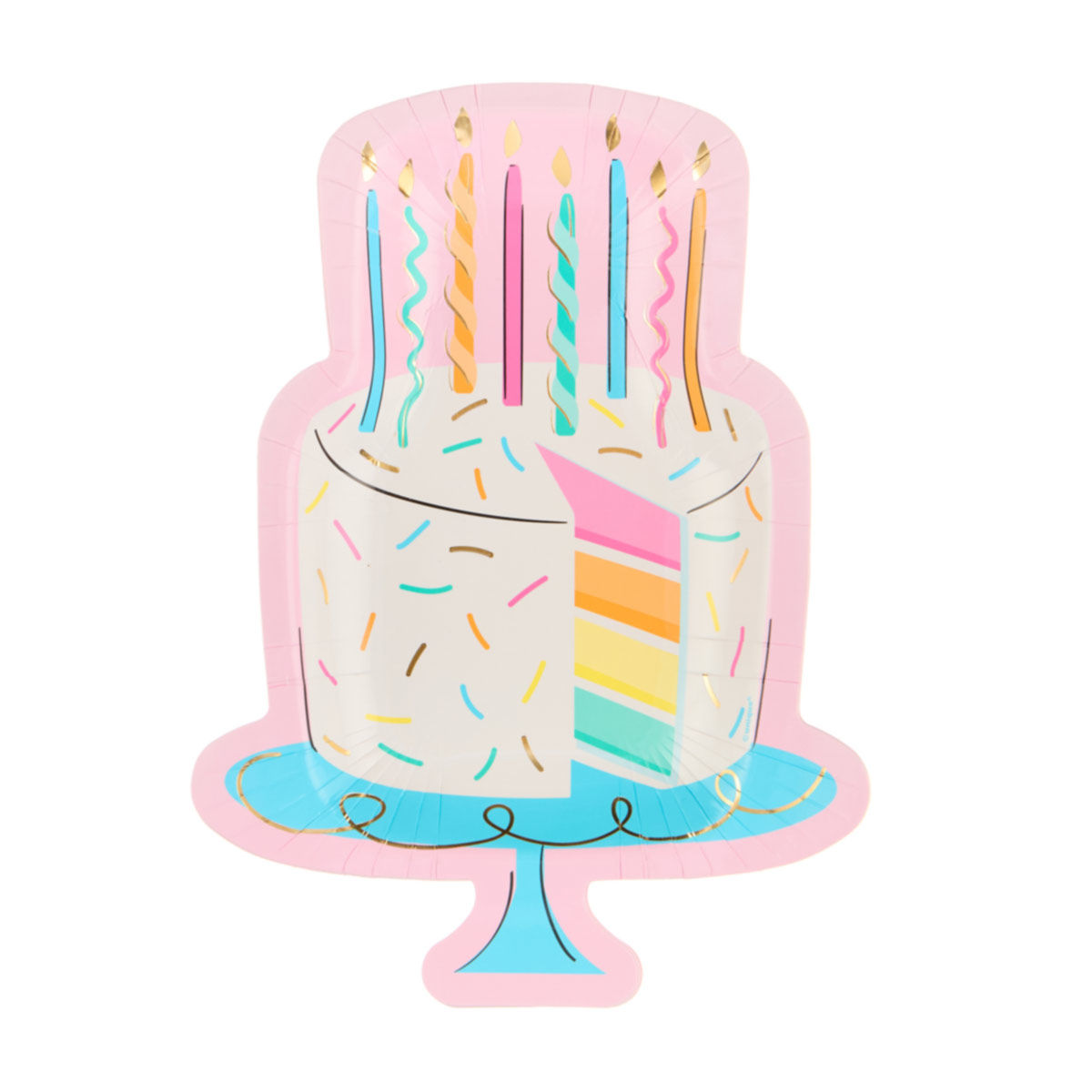 Birthday Cake-Shaped Pastel Pink & Blue Paper Plates, 8.25 in