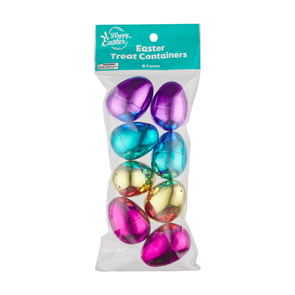 Happy Easter Metallic Treat Containers, 8 ct