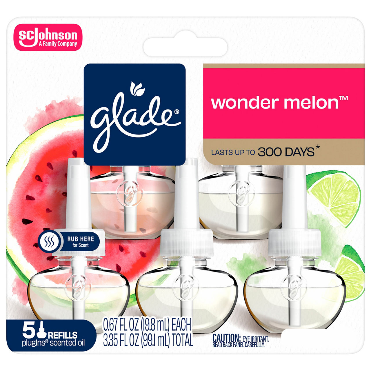 Glade® PlugIns®, Watermelon & Cucumber Scented Oil, 3.35 oz, 5 count