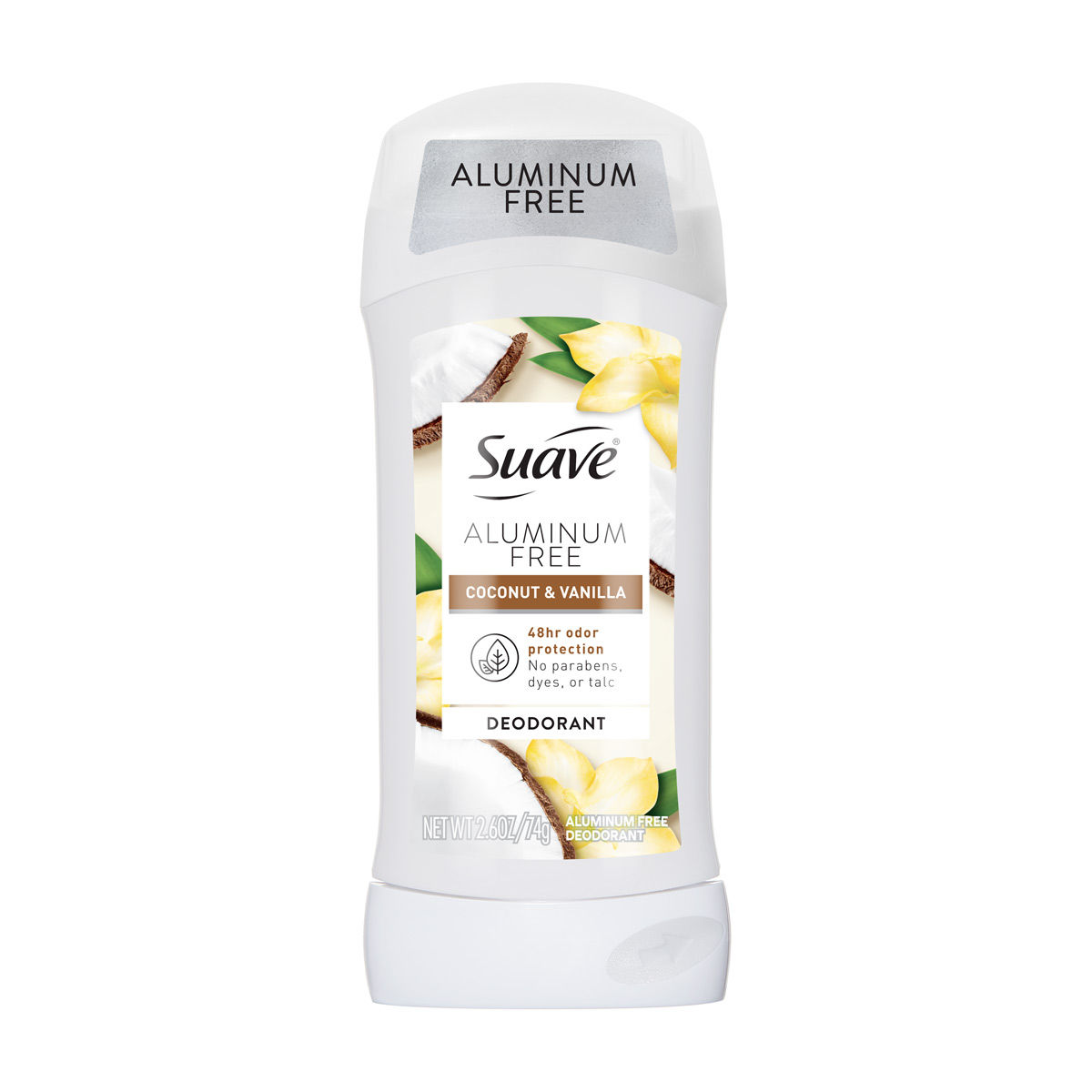 Suave Aluminum Free Coconut & Vanilla Women’s Deodorant, 48HR Odor Protection, 2.6 oz