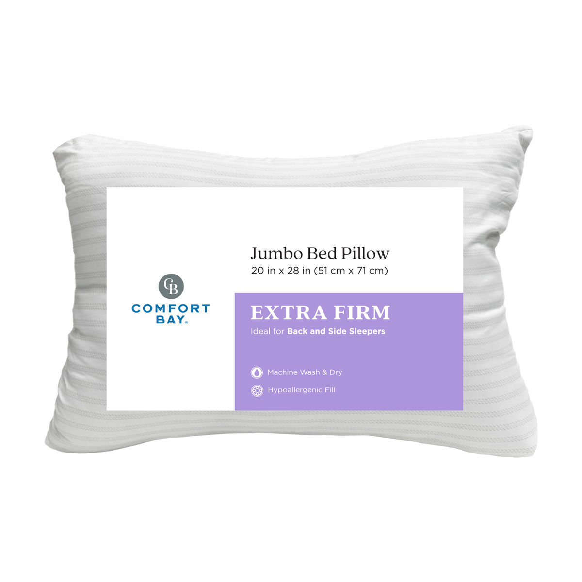 Comfort Bay Extra Firm Jumbo Bed Pillow