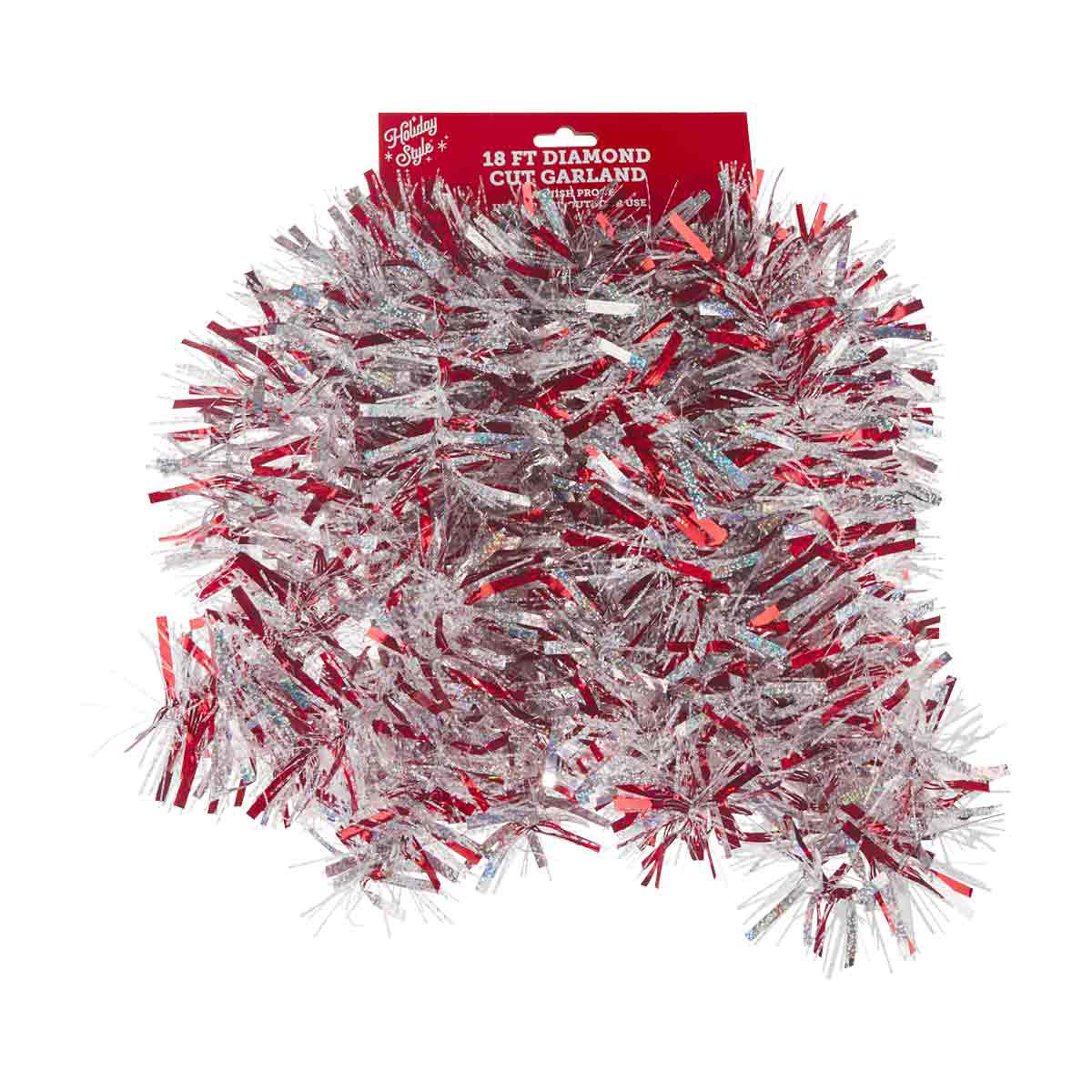 Holiday Style Christmas Diamond Cut Garland, 18 ft, Assorted