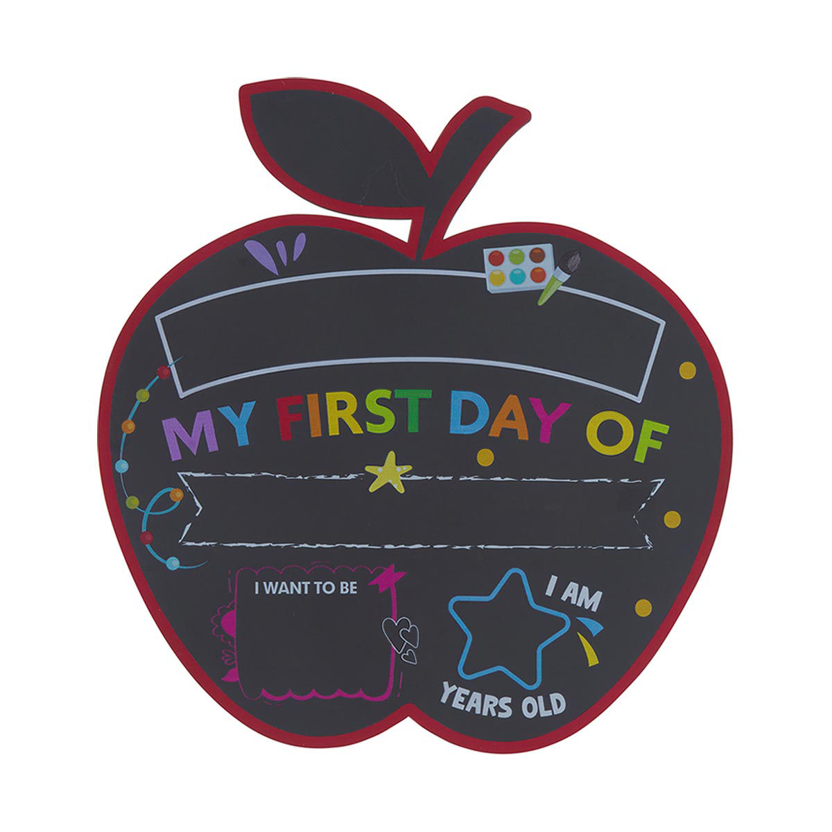 First Day and Last Day Apple Shaped Chalkboard Sign, 1 ct