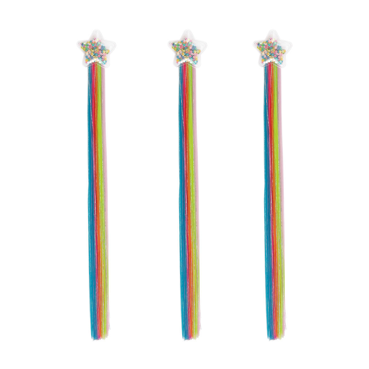 Rainbow Clip-In Hair Extensions, 3 ct