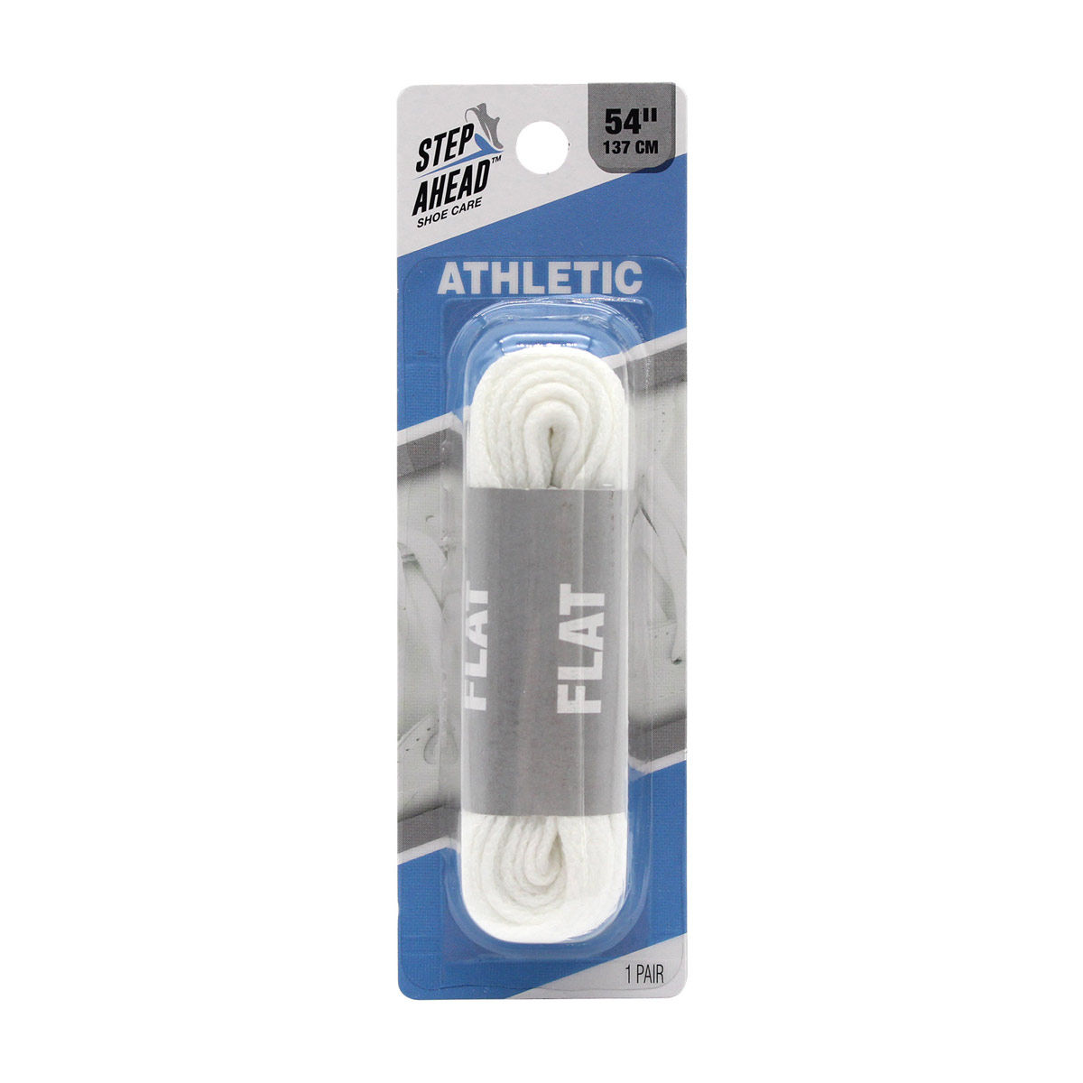 Step Ahead Shoe Care, Flat Athletic Lace, White, 54 in