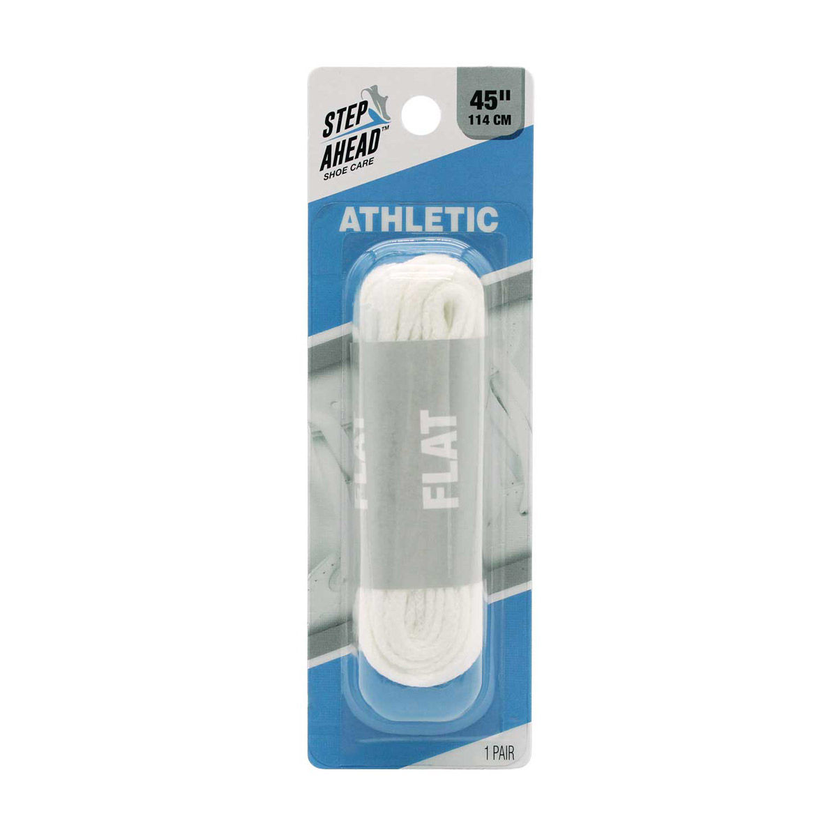 Step Ahead Shoe Care, Flat Athletic Lace, White,  45 in