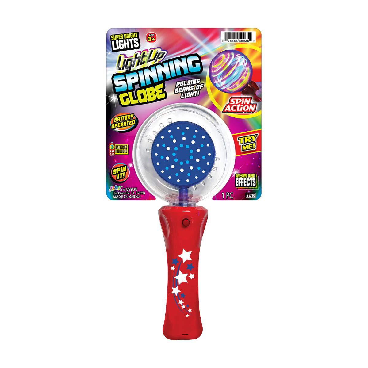 Light-Up Spinning Globe Toy, 2 Assorted Colors