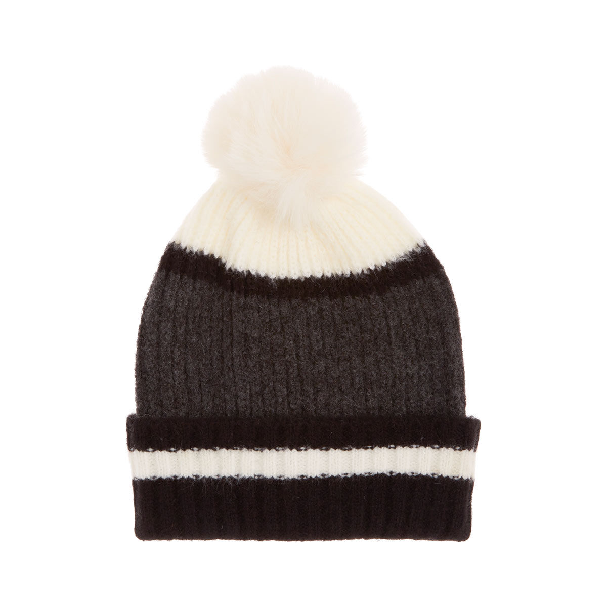 Classic Pom Pom Beanie with Stripes