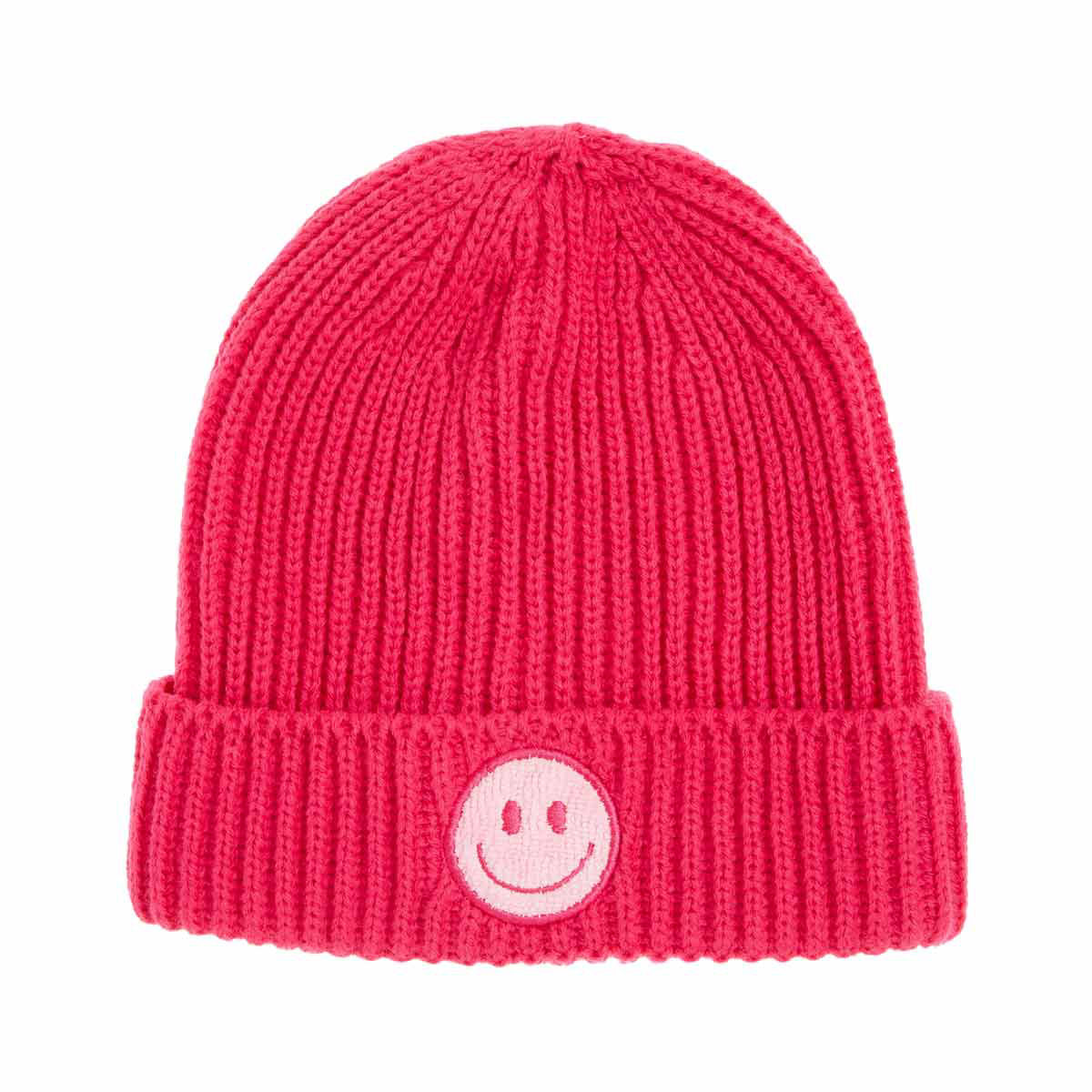 Smiley Face Beanie, Hot Pink