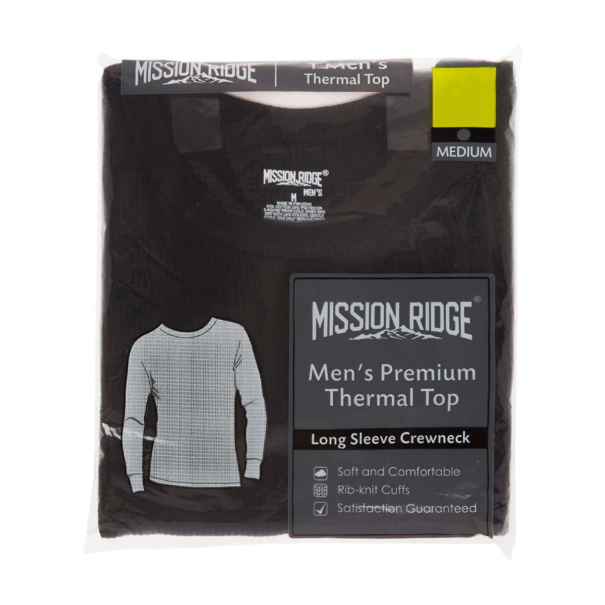 Mission Ridge Men's Premium Thermal Top, Black, Medium