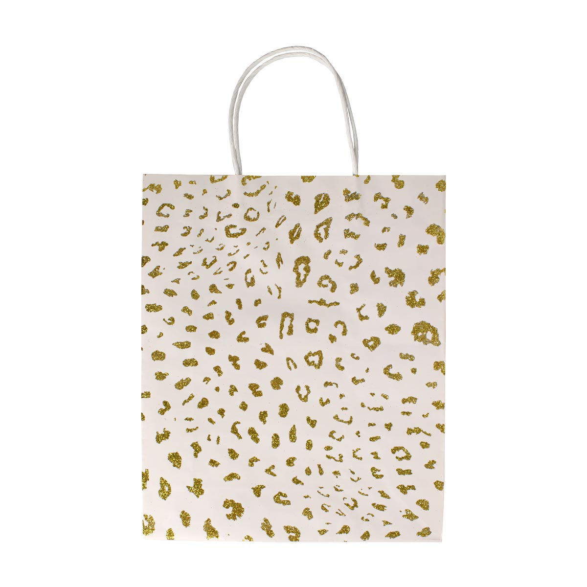 White & Gold Foil Leopard Print Kraft Paper Gift Bag, Large