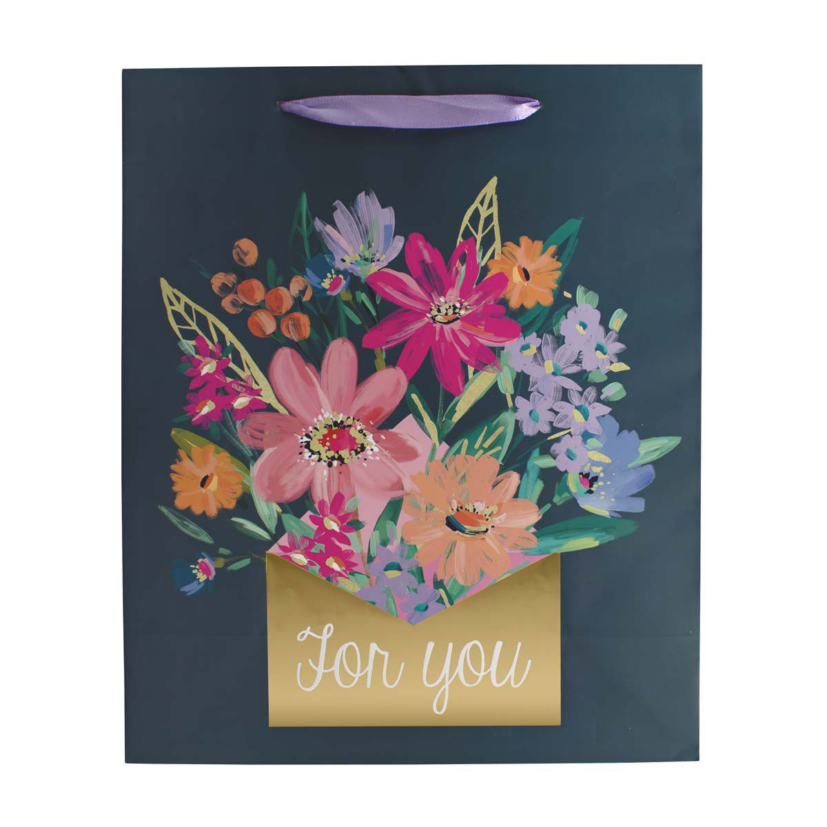 "For You" Floral Bouquet Large Vertical Gift Bag