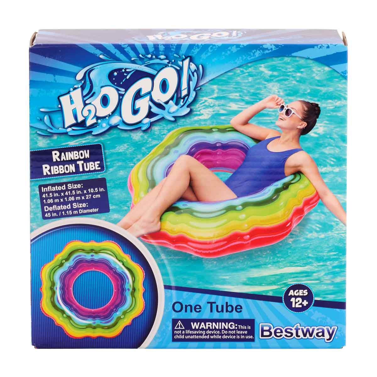 Bestway-H2OGO!-Rainbow-Ribbon-Inflatable-Swim-Tube,-41.5-in
