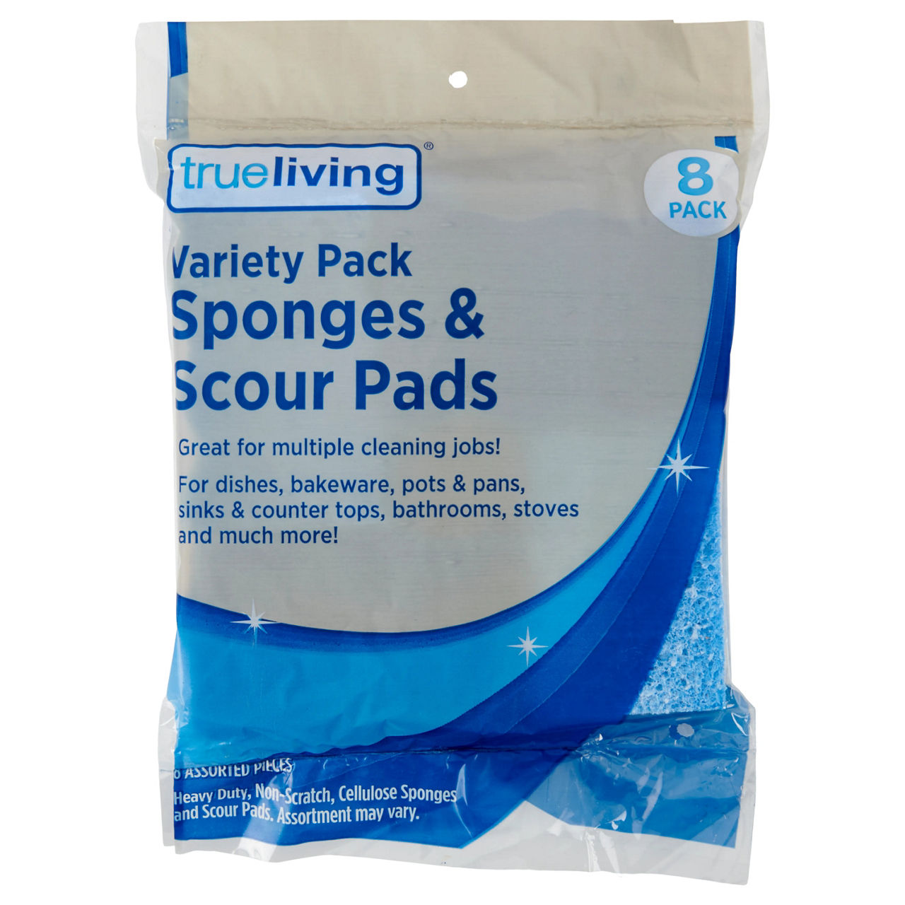 True Living Variety Pack Sponges & Scour Pads, 8 pk