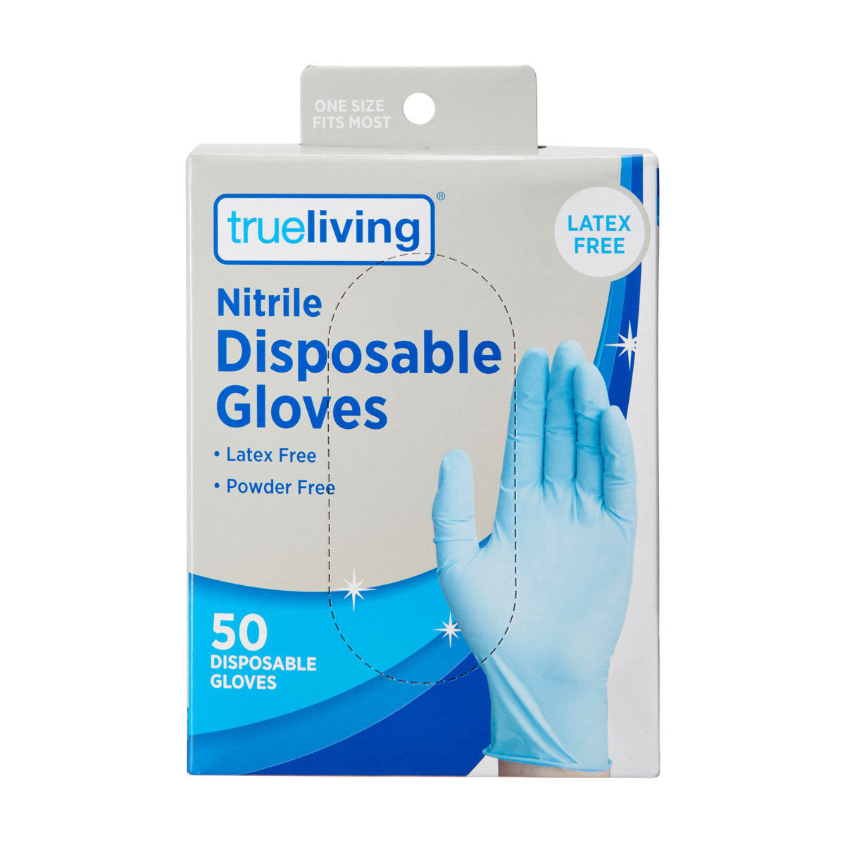 True Living Latex Free Disposable Nitrile Gloves, 50 ct
