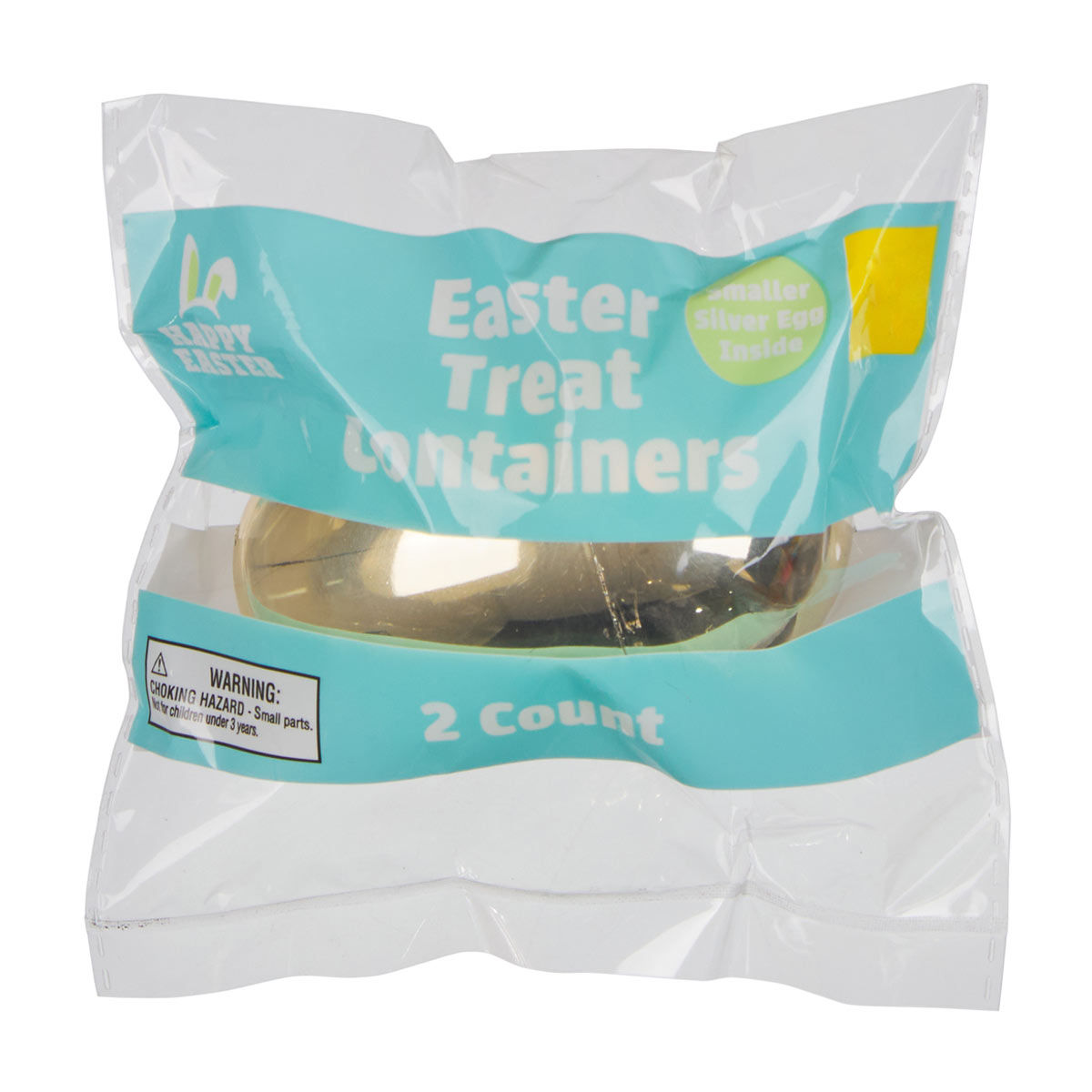 Happy Easter Shiny Gold & Silver Egg Treat Containers, 2 ct
