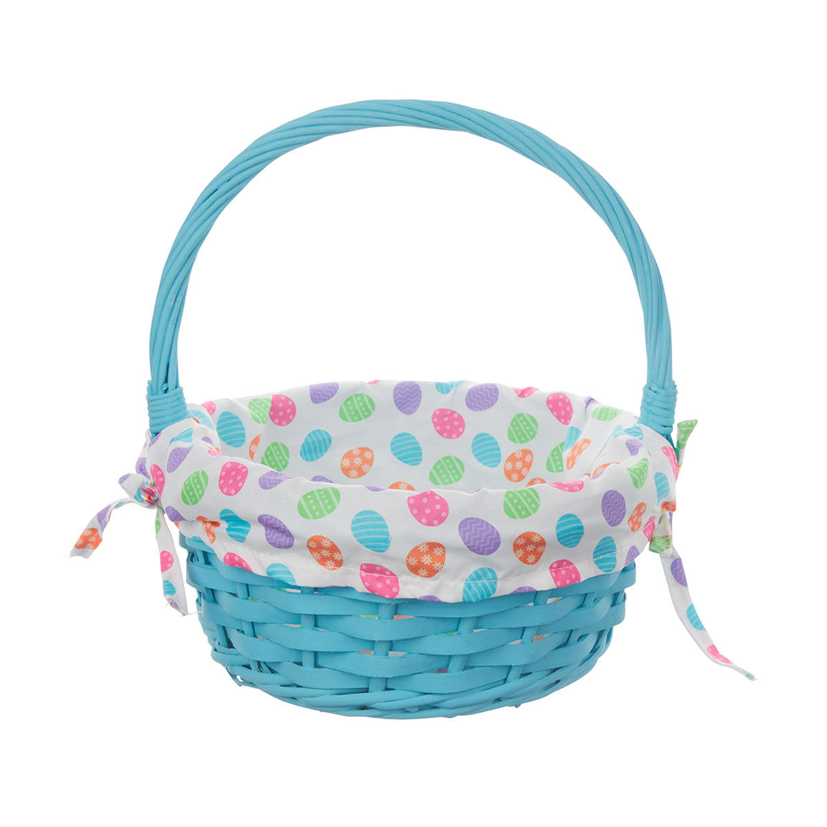 Easter Eggs Printed Weave Basket, Blue, Small