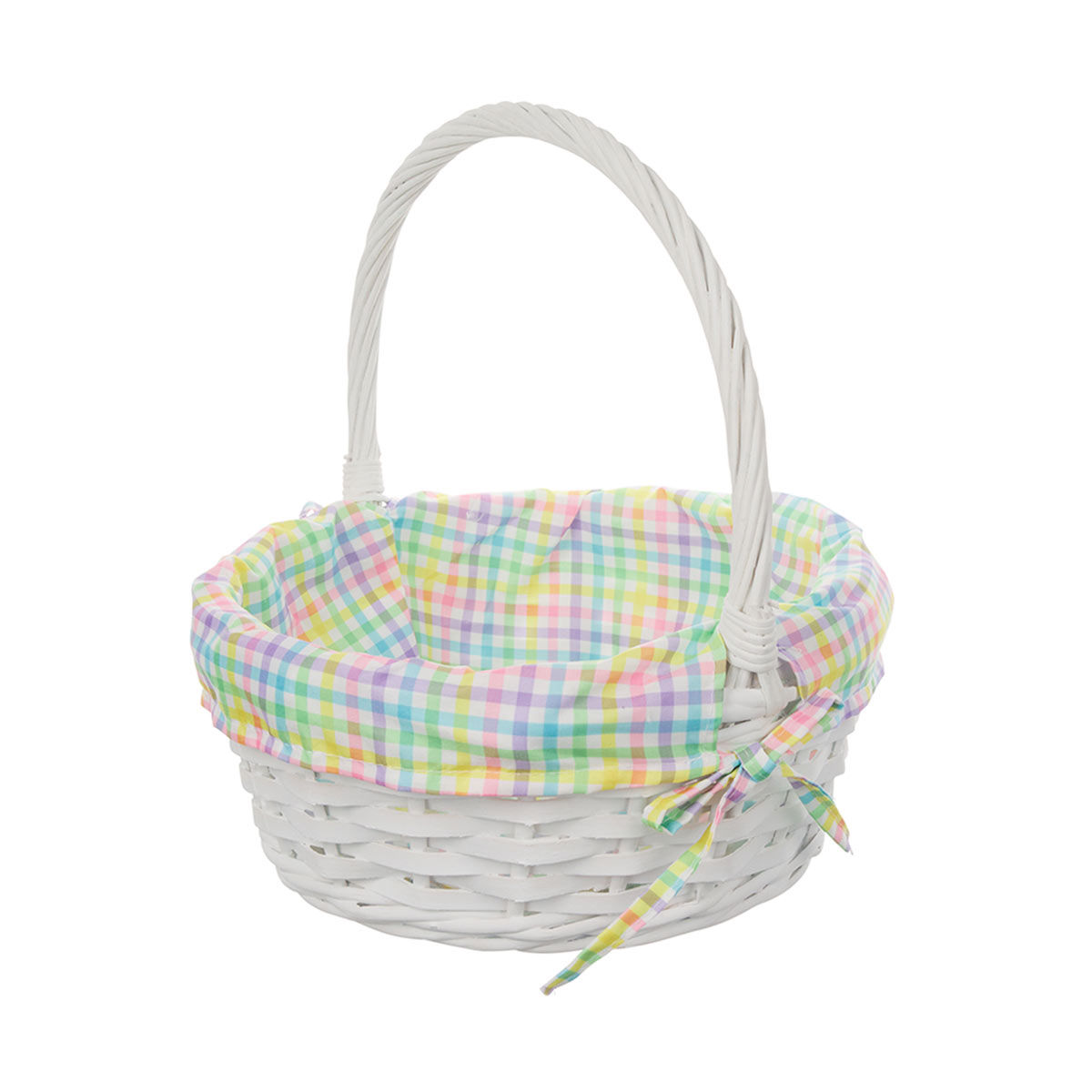 Easter Plaid Weave Basket, White, Medium