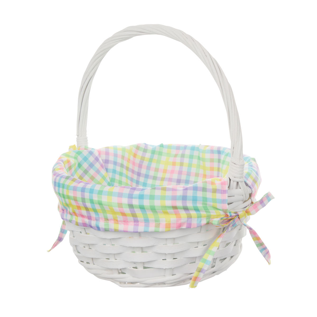 Easter Plaid Weave Basket, White, Small