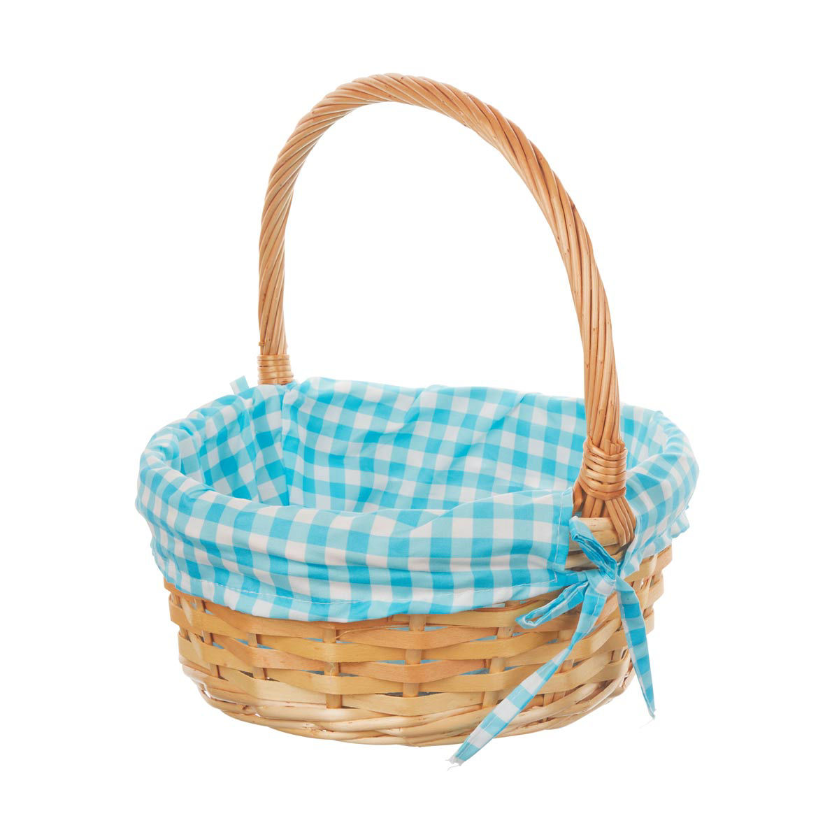 Easter Plaid Weave Basket, Blue, Medium