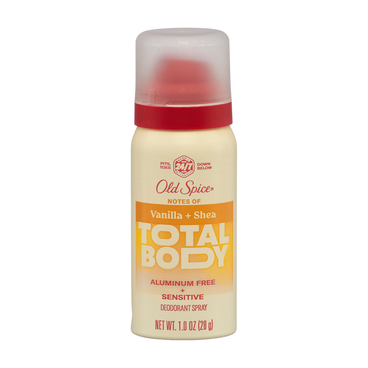 Old Spice Total Body Deodorant Spray, Vanilla + Shea, 1.0 oz