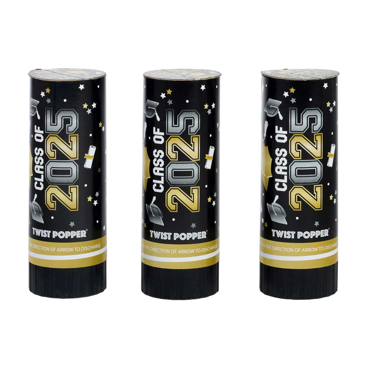 Black-&-Gold-Grad-Twist-Poppers,-3ct