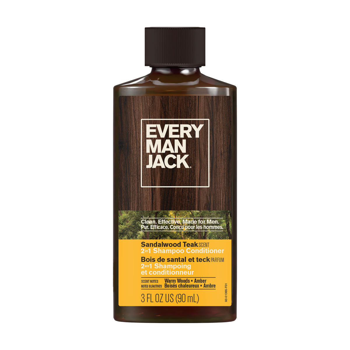 Every Man Jack 2-in-1 Shampoo Conditioner, Sandalwood Teak, 3 fl oz