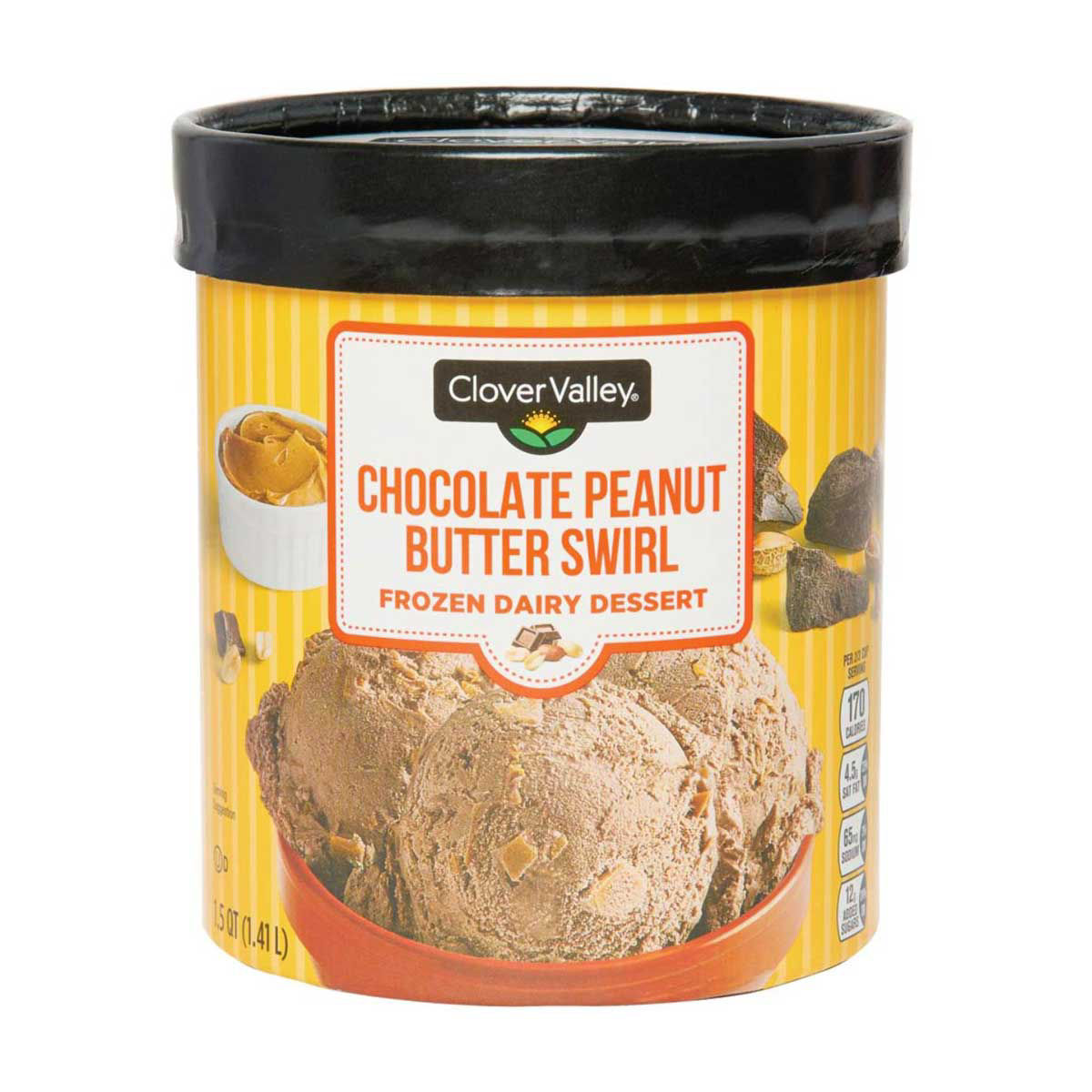 Clover Valley Chocolate Peanut Butter Swirl Frozen Dairy Dessert, 1.5 qt