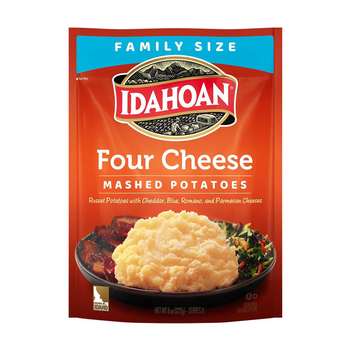 Idahoan Four Cheese Mashed Potatoes, Family Size, 8 oz