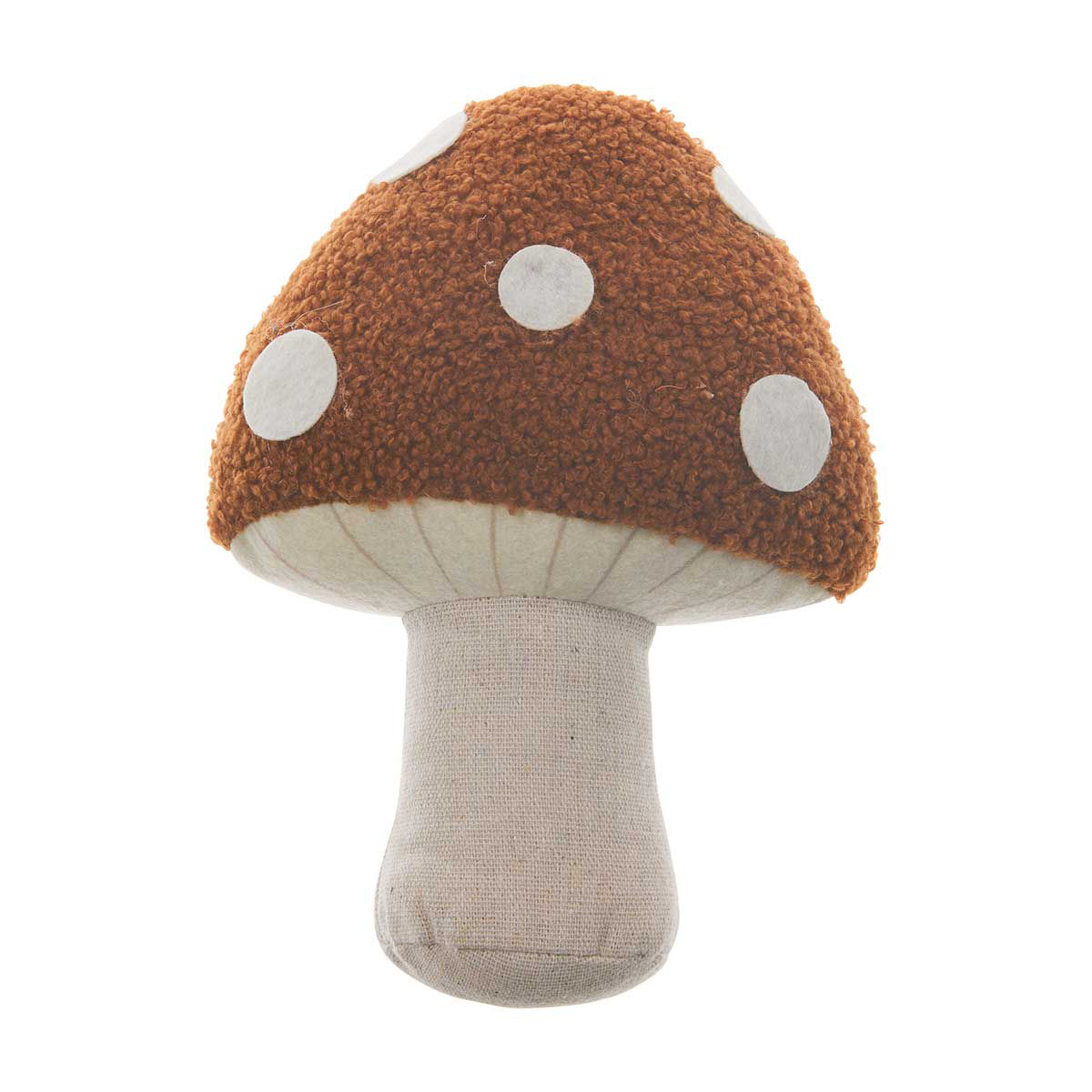 Harvest Plush Dotted Mushroom Décor, Brown, 1 ct