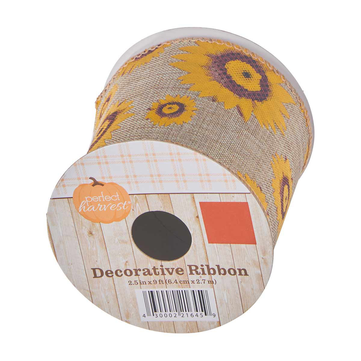 Perfect-Harvest-Decorative-Sunflower-Ribbon,-2.5-in-x-9-ft