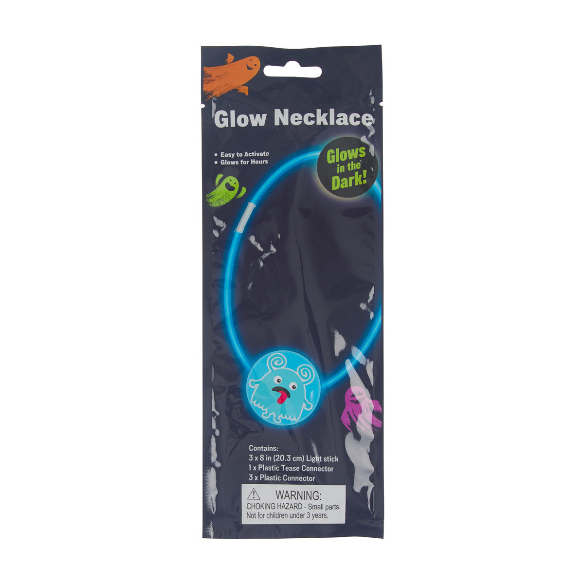 Halloween Glow Necklace with Monster Connector, 1 ct - Assorted
