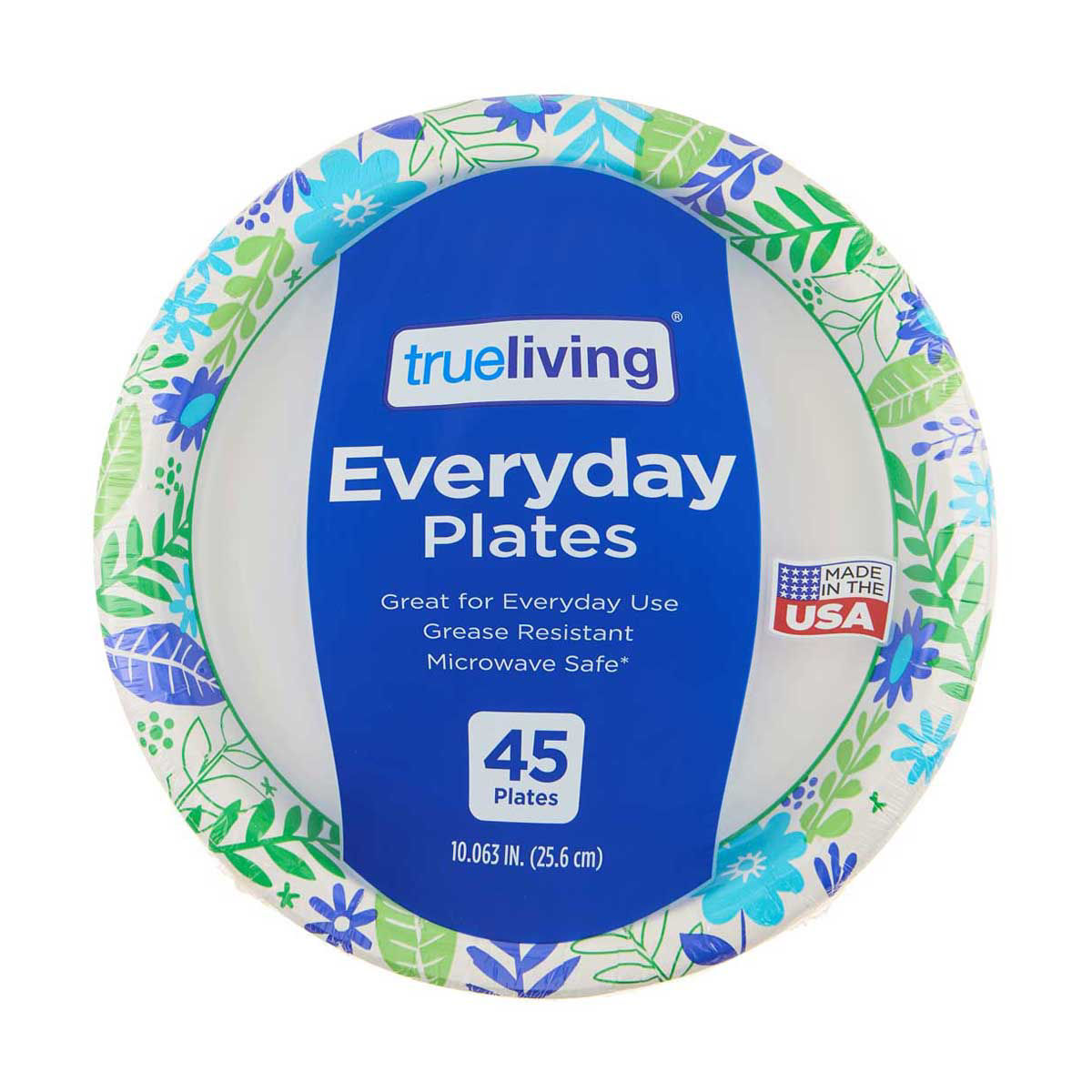 True Living Everyday Disposable Plates, 10 in, 45 ct