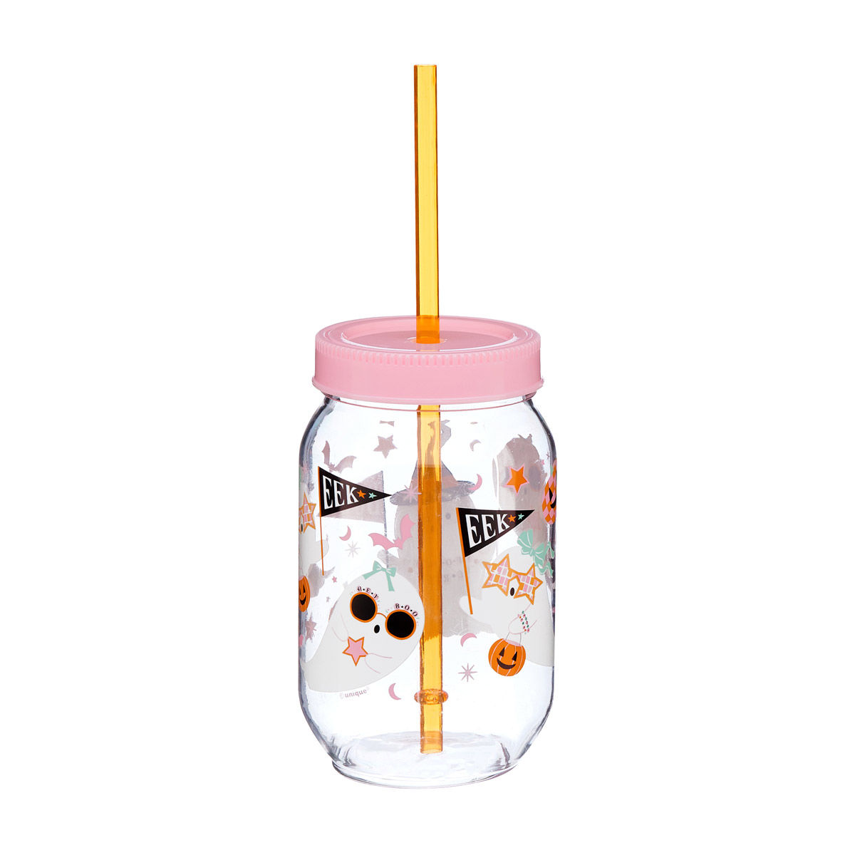 18oz Pink Halloween Plastic Tumbler with Straw & Lid