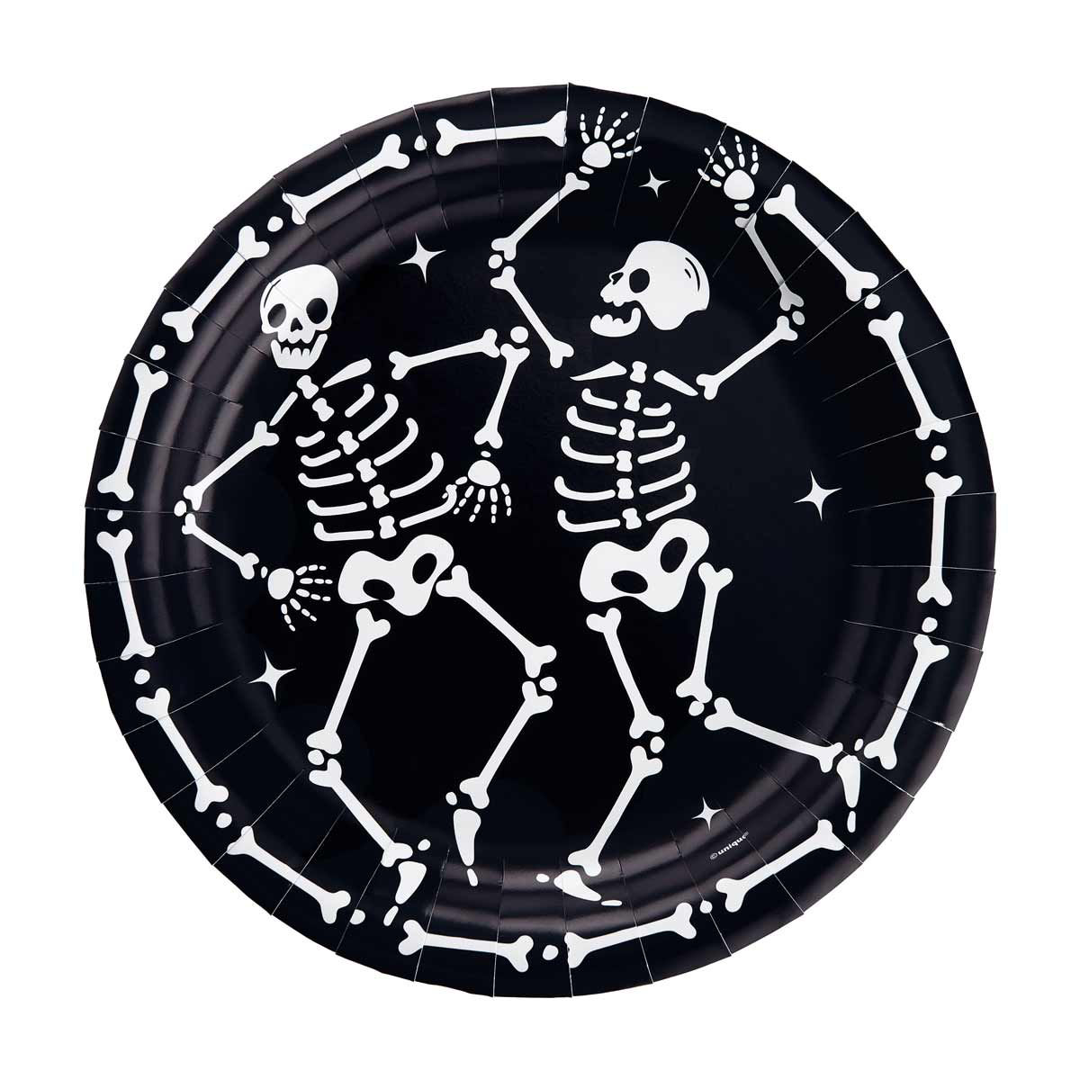 Halloween-Round-Skeletons-Plates,-9-in