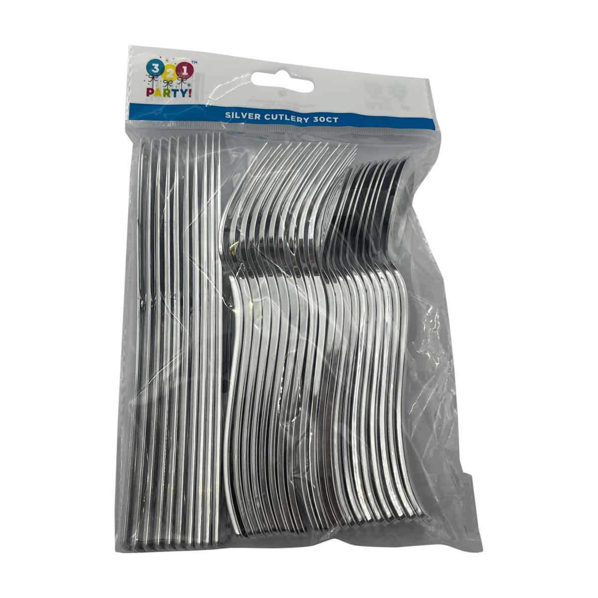 321 Party Silver Plastic Cutlery, 30 ct