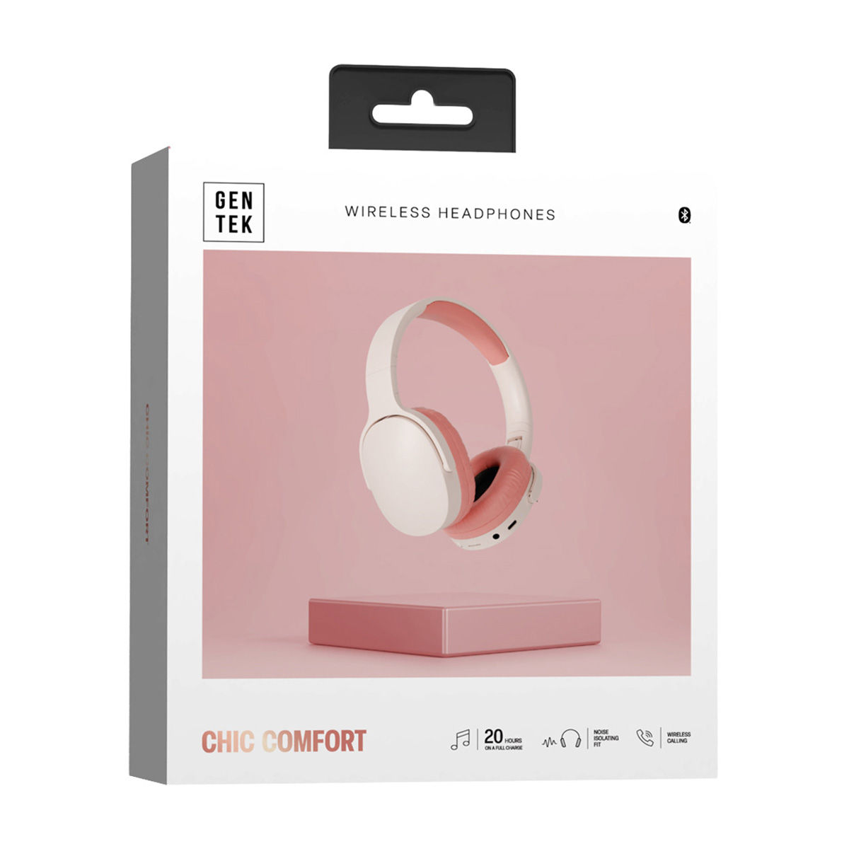 Gentek Chic Comfort Wireless Headphones, Pink