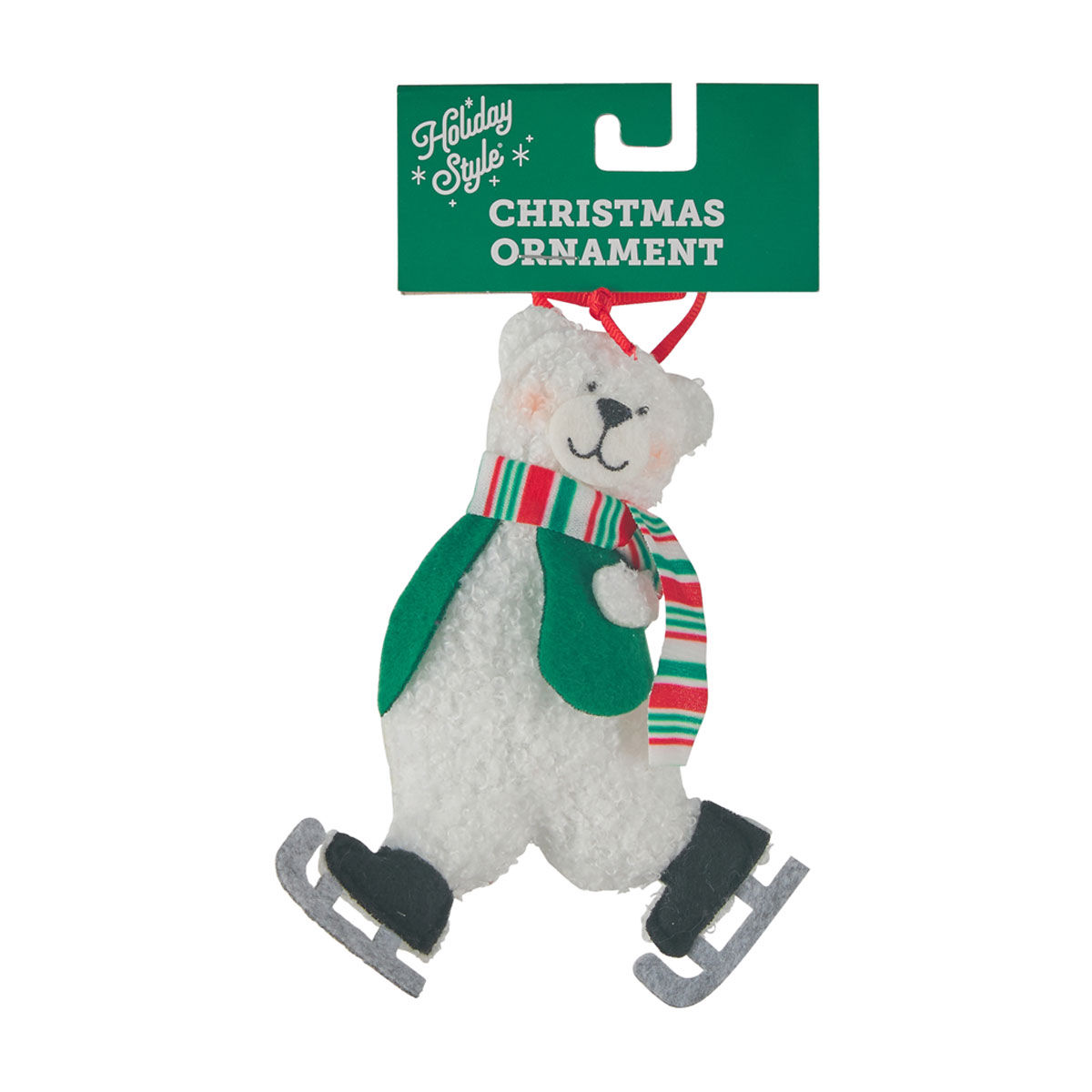 Holiday-Style-Christmas-Soft-Polar-Bear-Ornament,-Assorted