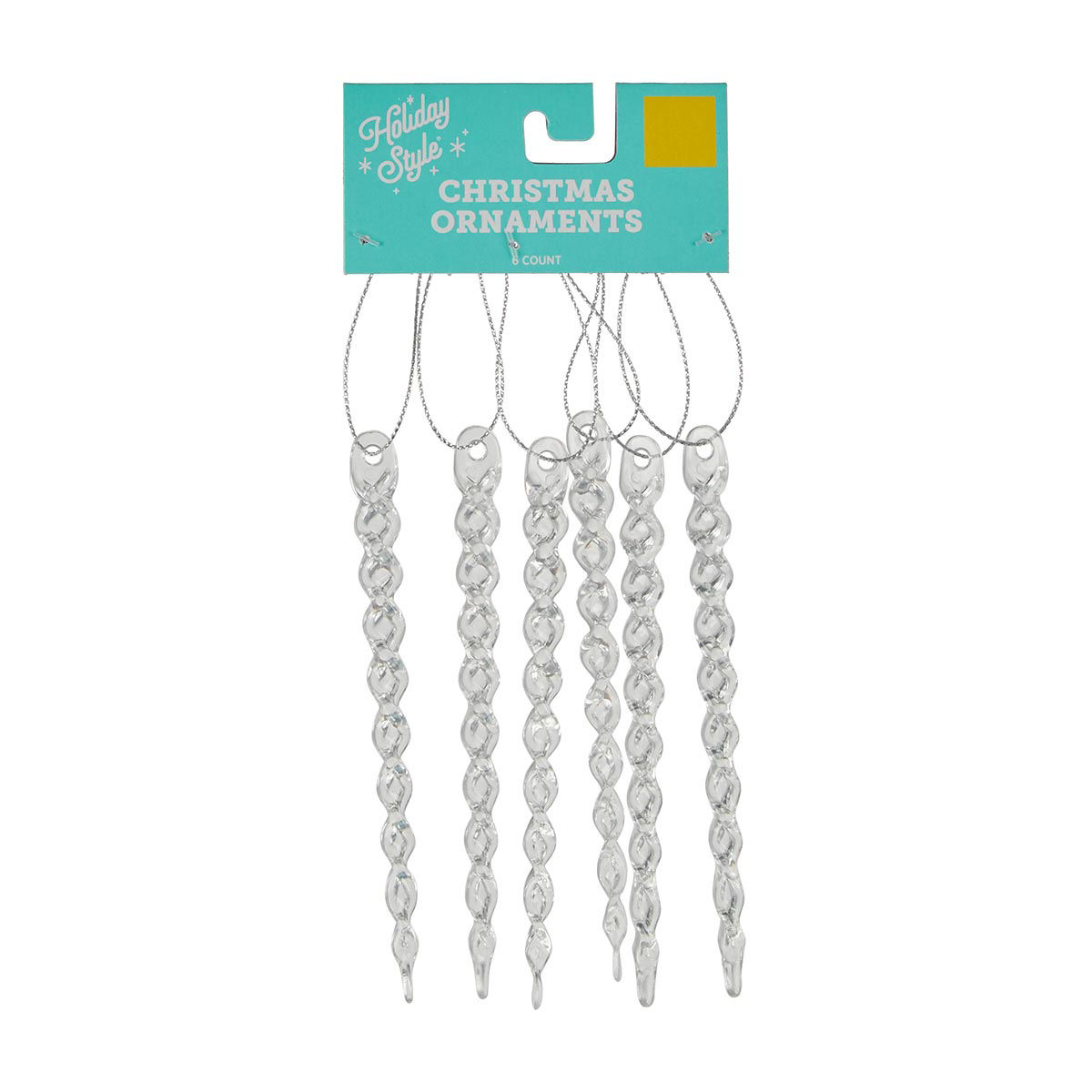 Holiday Style Christmas Icicle Ornaments, 6 ct, Assorted
