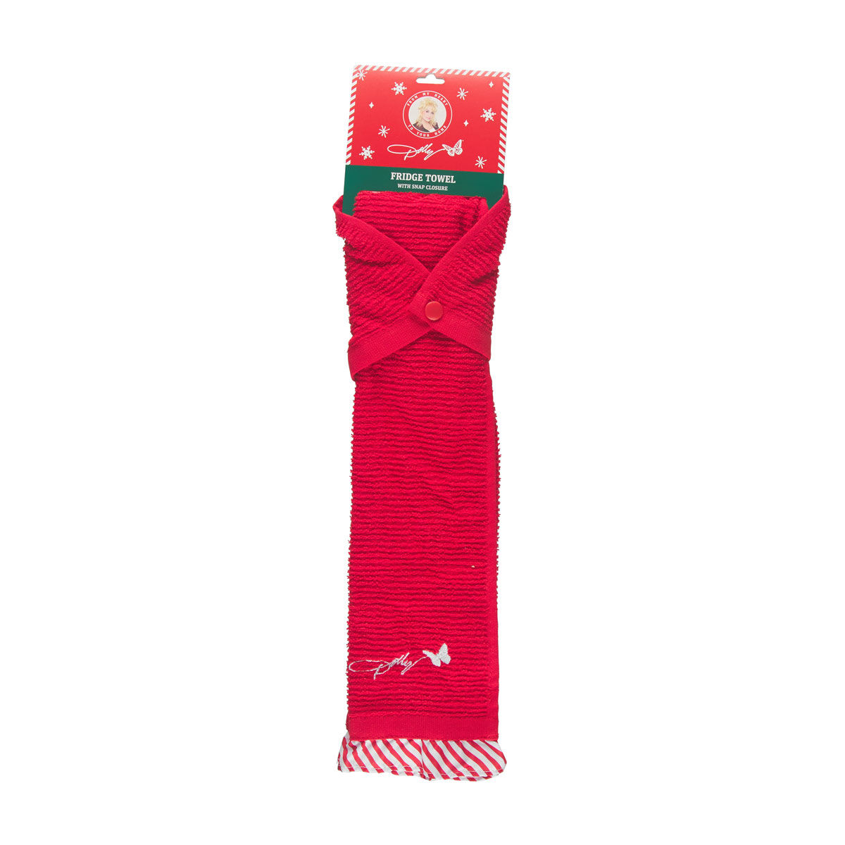 Dolly-Parton-Christmas-Fridge-Towel-with-Snap-Closure,-Assorted