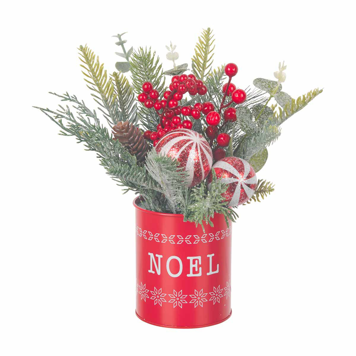 Christmas Artificial Floral Arrangement in Tin, Assorted