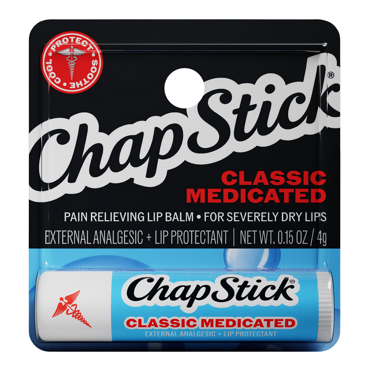 ChapStick Classic Medicated Lip Balm Tube, Chapped Lips Treatment and Skin Protectant - 0.15 Oz