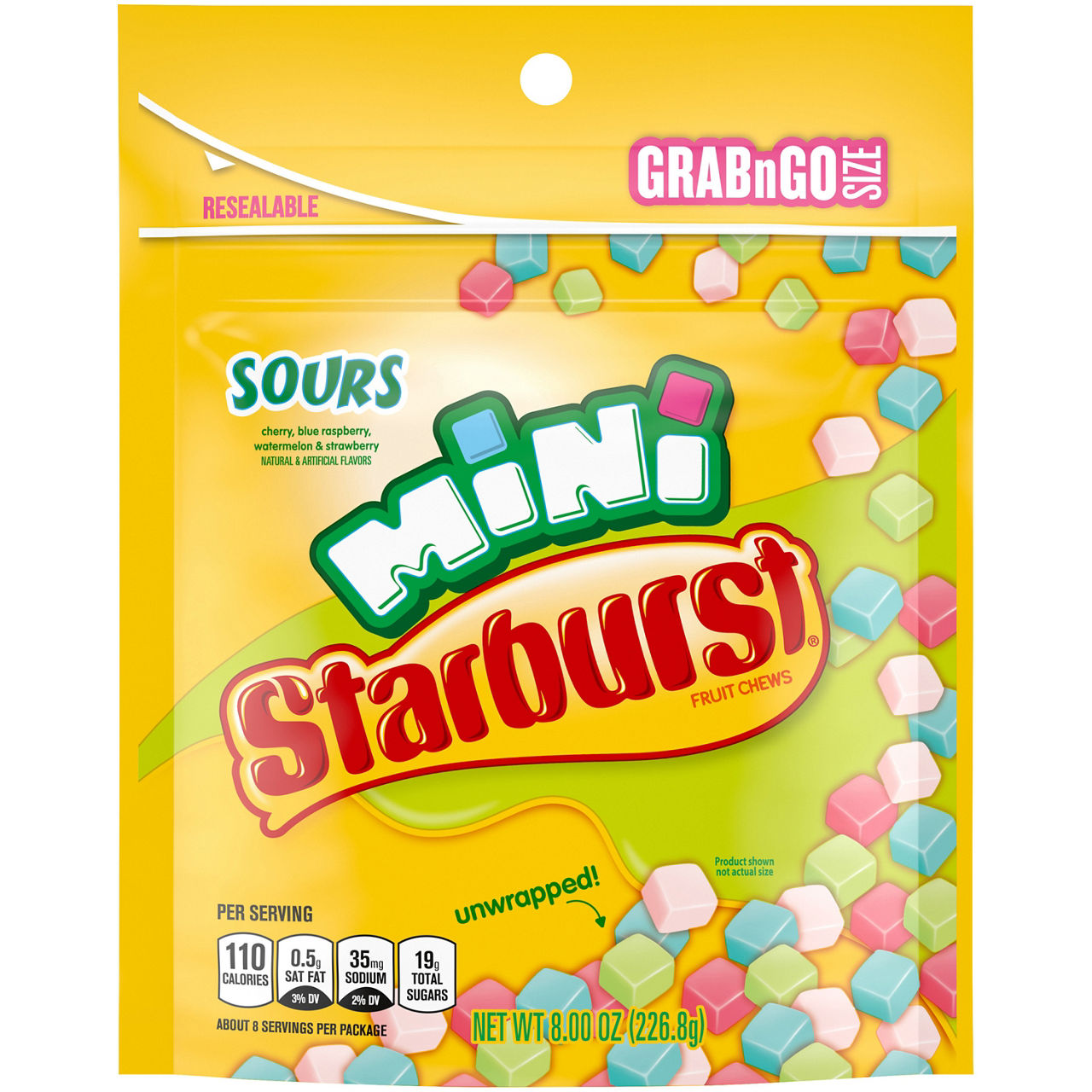 STARBURST Minis Sours Candy Fruit Chews, Grab N Go, 8.0 oz