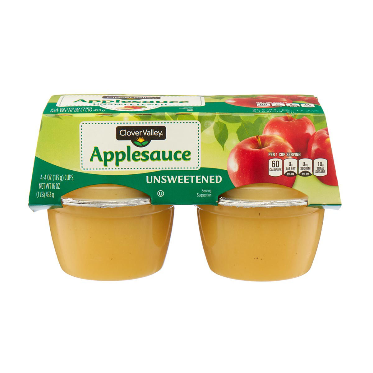 Clover-Valley-Unsweetened-Applesauce,-16-oz,-4-ct