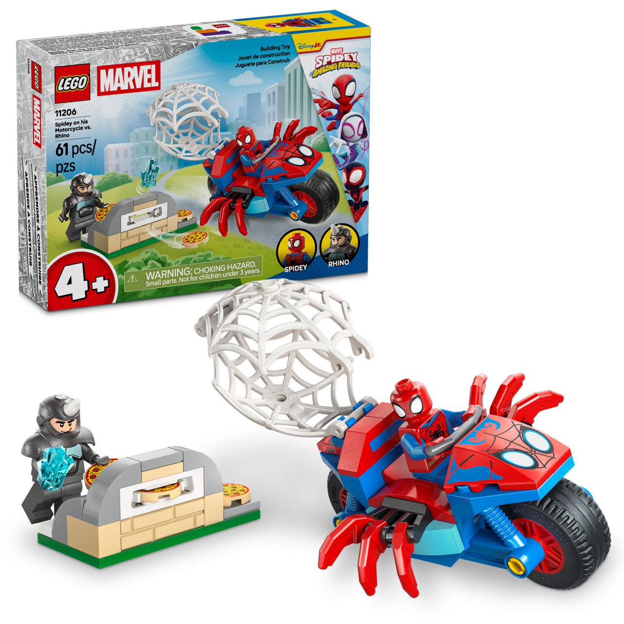 LEGO Marvel Spidey on His Motorcycle vs. Rhino Building Toy, 61 pcs