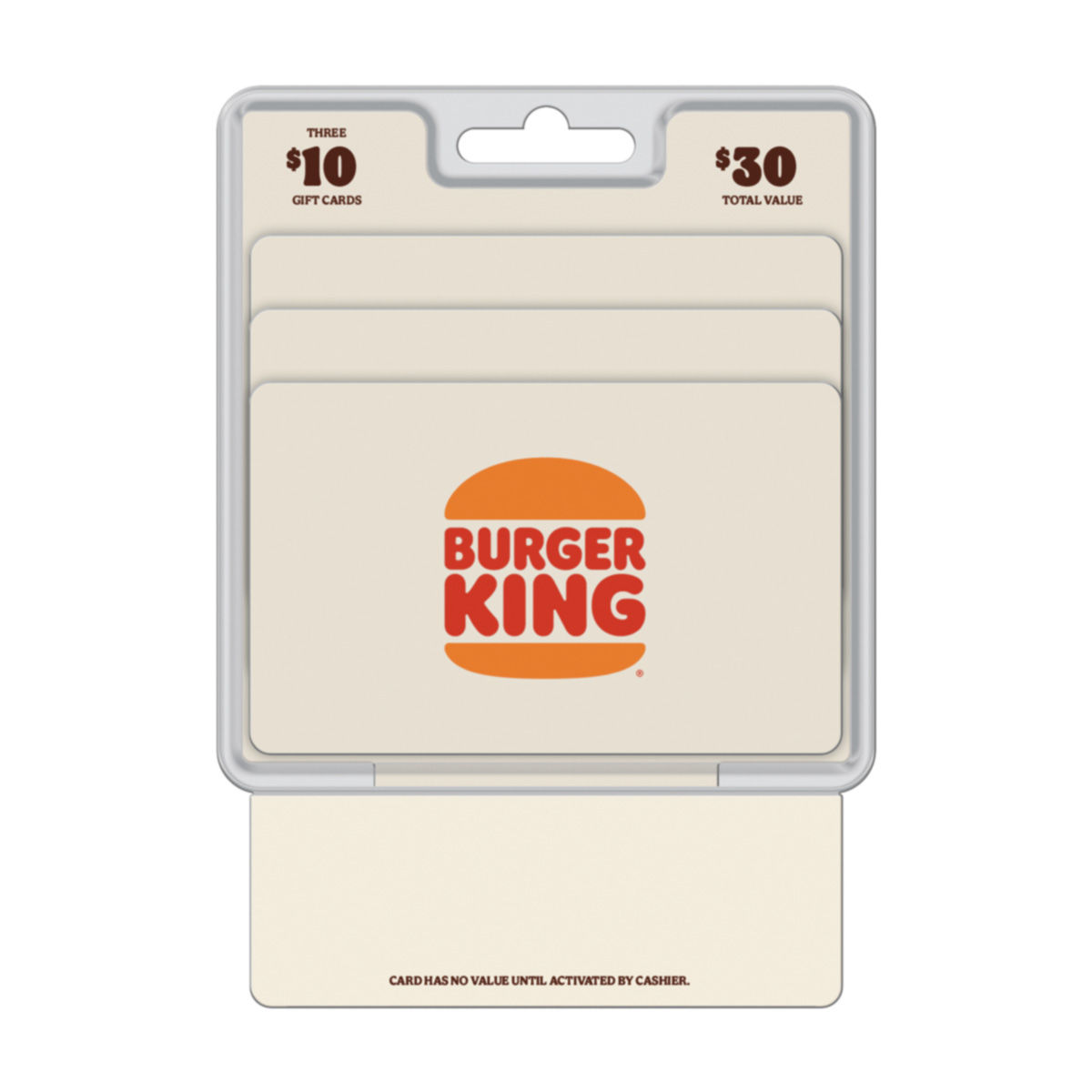 Burger King Gift Cards, $10 Each, 3 ct